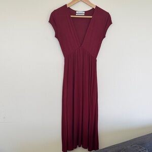 Urban Outfitters Burgundy V-Neck Maxi Dress